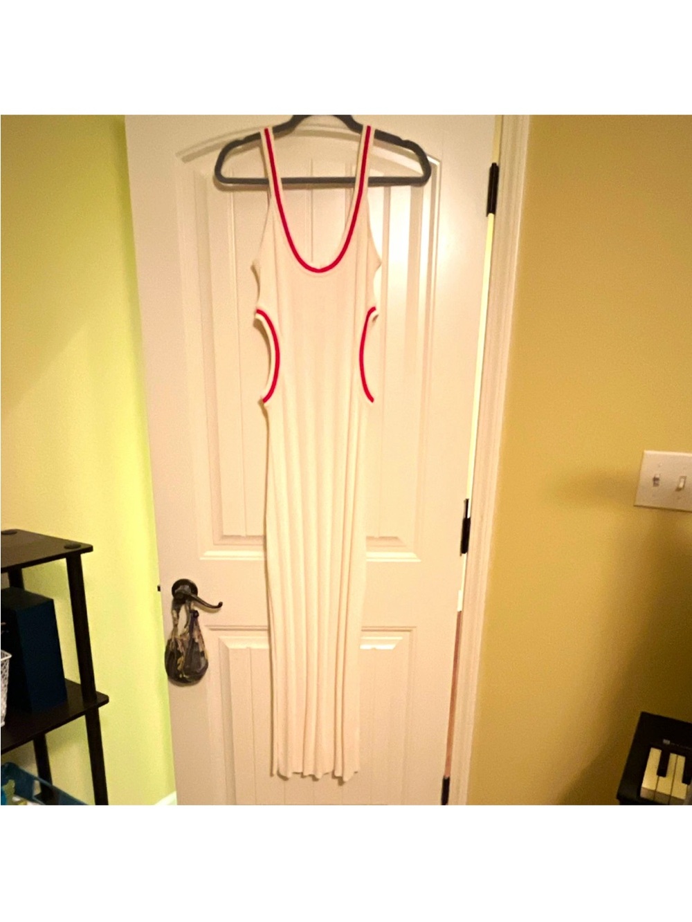 SOLID & STRIPED Cream Maxi Dress with Red Trim